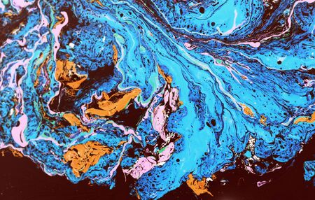 Old marbled paper technique texture. Handmade marbleized effect with acrylic paints