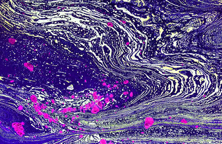 Marbling paint- turquise abstract wave watercolour. Gold marble ink.