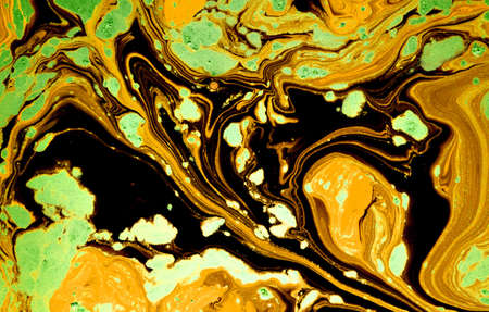 Abstract texture of liquid acrylic. Liquid abstract art. Marble texture of green color