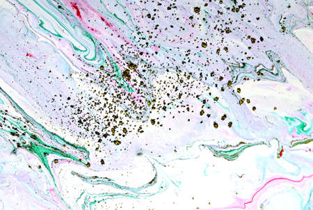 Bronze, blue and gold marbling pattern. Golden marble liquid texture.