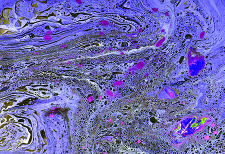 Blue and violet creative abstract hand painted background, marble texture, fragment of acrylic...