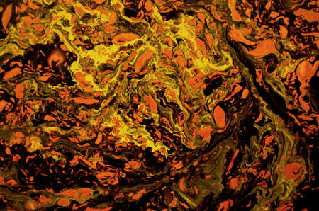 Gold marbling texture design. Red and golden marble pattern. Fluid art.