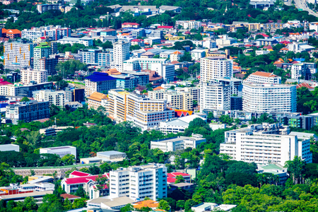 Chiang Mai, Thailand - June  8th, 2018 : View of Chiang Mai buildings in the City which taken from the  mountain view point in Chiang Mai, Thailand.のeditorial素材