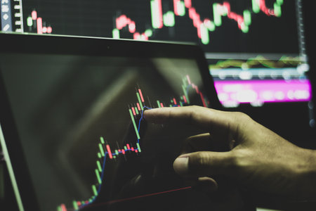 Stock market or forex trading graph and candlestick chart suitable for financial investment concept.
