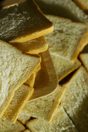 Closeup slided white bread from wheat