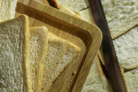 Closeup slided white bread from wheat