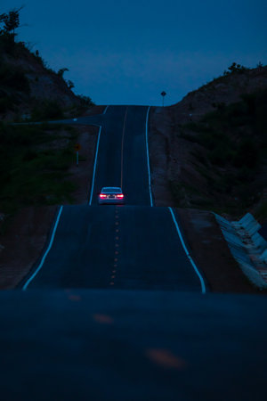 Photo of road on the mountain in blue at evenning time