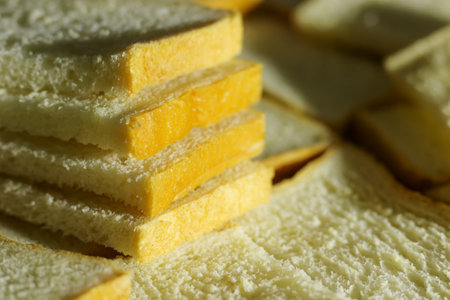 Closeup slided white bread from wheatの写真素材