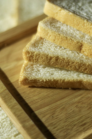 Closeup slided white bread from wheatの写真素材