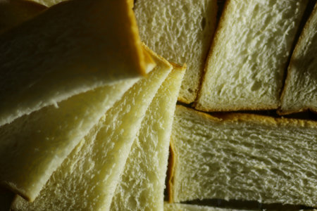 Sliced bread background. Close-up of sliced bread.の写真素材