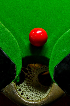 Snooker balls on green snooker tableの写真素材