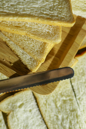 Closeup slided white bread from wheat