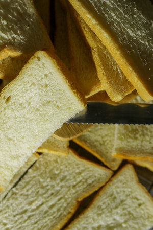 Closeup slided white bread from wheatの写真素材