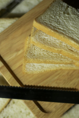 Closeup slided white bread from wheatの写真素材