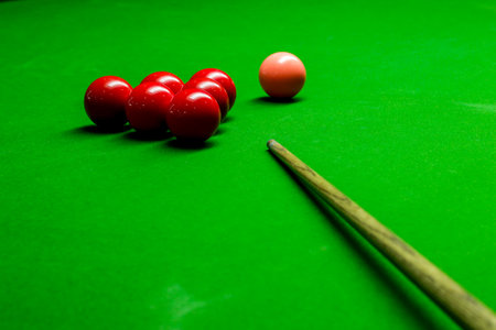 Snooker balls on green snooker table