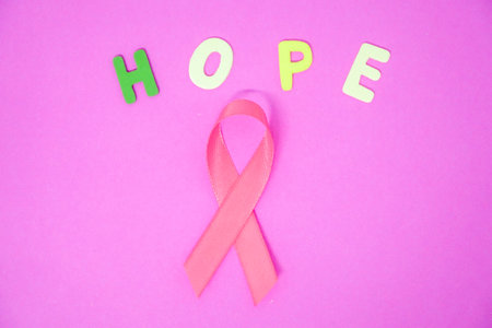Pink cancer awareness ribbon conceptの写真素材