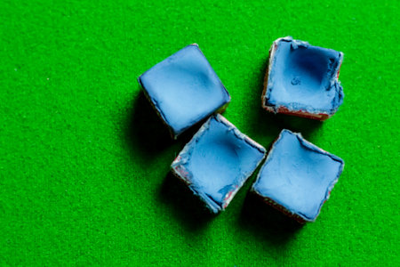 Snooker balls on green snooker tableの写真素材
