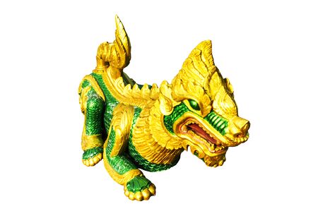 Singha statue in temple, Thailandの写真素材