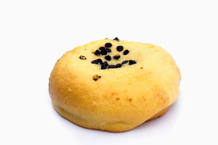 round bread and chocolat on isolate white background