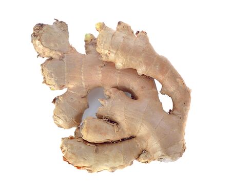 Ginger isolated on white background, top view