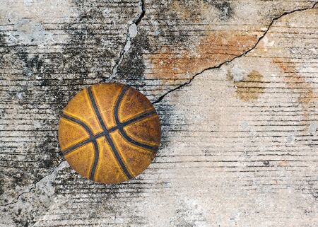 Basketball on the floor crackingの写真素材