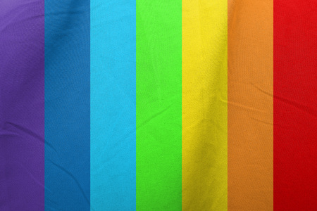 Rainbow color strips pattern on fabric textureの写真素材