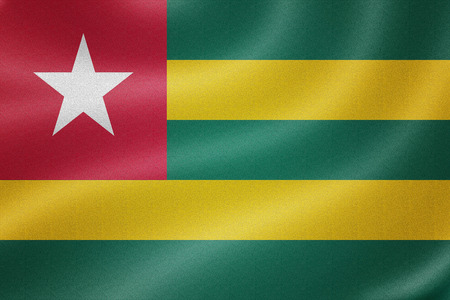 Togo flag on the fabric texture backgroundの写真素材