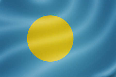 Palau flag on the fabric texture backgroundの写真素材