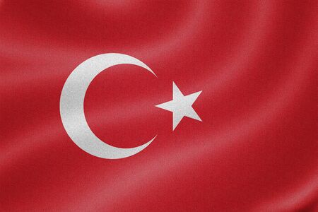 Turkey flag on the fabric texture backgroundの写真素材