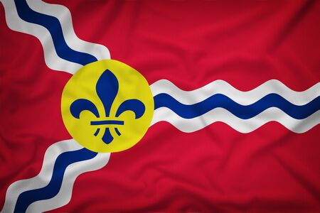 St. Louis Missouri flag on the fabric texture background,Vintage styleの写真素材
