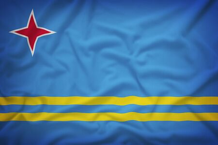 Aruba flag on the fabric texture background,Vintage styleの写真素材