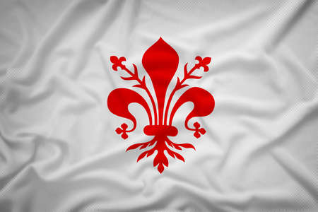 Florence, Italy. flag on the fabric texture background,Vintage styleの写真素材