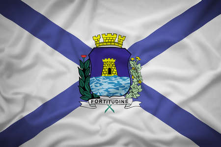 with flowers bandeira fortaleza ceara brasil flag of Reunion (MLK) flag on the fabric texture background,Vintage styleの写真素材