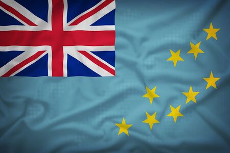 Tuvalu flag on the fabric texture background,Vintage styleの写真素材