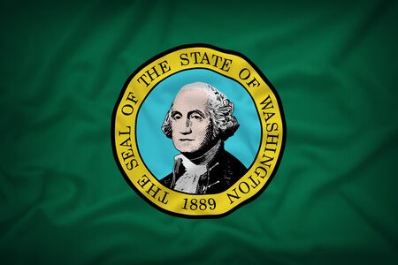 Washington flag on the fabric texture background,Vintage styleの写真素材