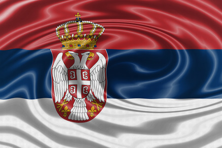 Serbia waving flagの写真素材