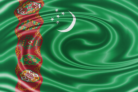Turkmenistan waving flagの写真素材