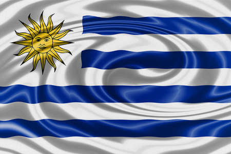 Uruguay waving flagの写真素材