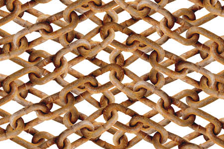 Old iron rusty chain isolated on white background