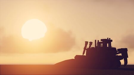construction and sunset backgroundの写真素材