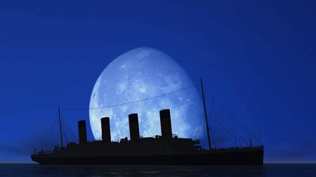 titanic and moonの写真素材