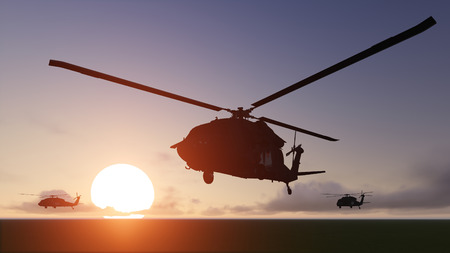 helicopters sun setの写真素材