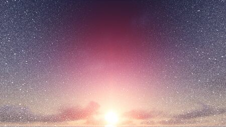 sunset and snowの写真素材
