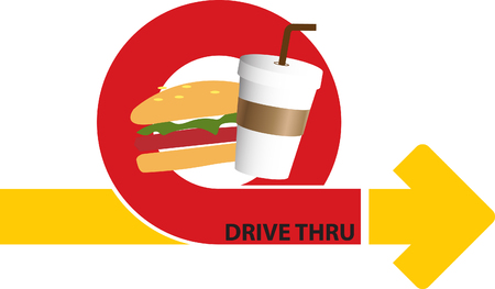 drive thru coffee and fastfoodのイラスト素材