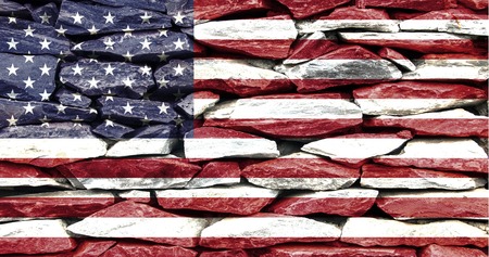 usa flag on stone wall texture , usa flag on stone wall abstract background