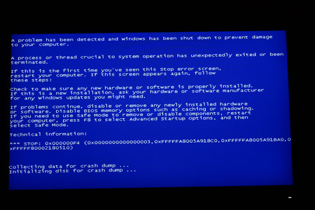 blue screen error computerの写真素材