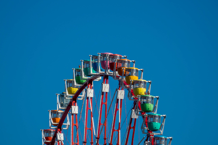 Ferris wheel on the blue skyの写真素材