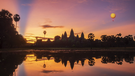 Angkor Wat is a temple complex in Cambodia and the largest religious monument in the world. Siem Reap, Cambodia. Artistic picture. Beauty world.の写真素材