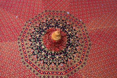 abstract golden-red lai-Thai style square-sameless pattern art on the Umbrellaの写真素材