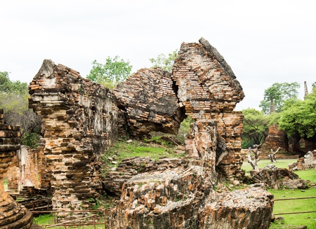 brick wall is broken in Ancient City at AYUTTHAYA の写真素材
